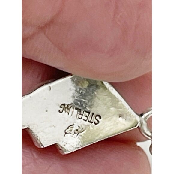 Ervin Hoskie Navajo Native American Sterling Silver Onyx & Opal Inlay Earrings - Picture 4 of 7